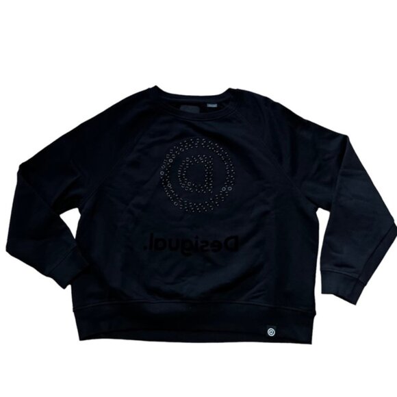 DESIGUAL Love Yourself Love Others Love the World Black Sweatshirt Sweater - Picture 1 of 8